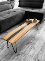 Table basse rivière d'époxy noir