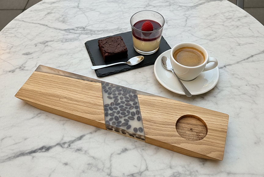 Planche apéritive bois et résine – Café – Image 2