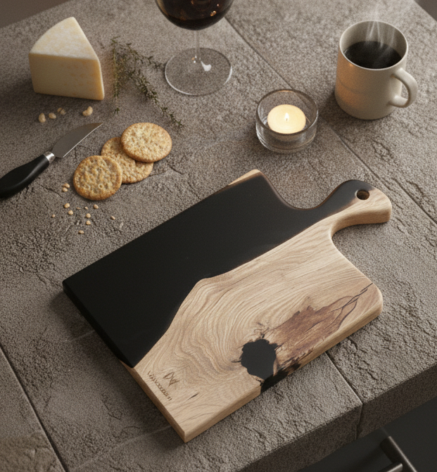 Planche en bois et résine noire – Image 3