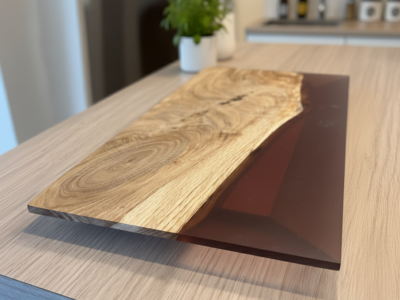 Planche design bois et résine brune