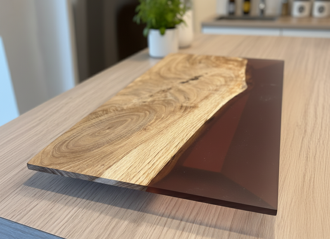 Planche design bois et résine brune