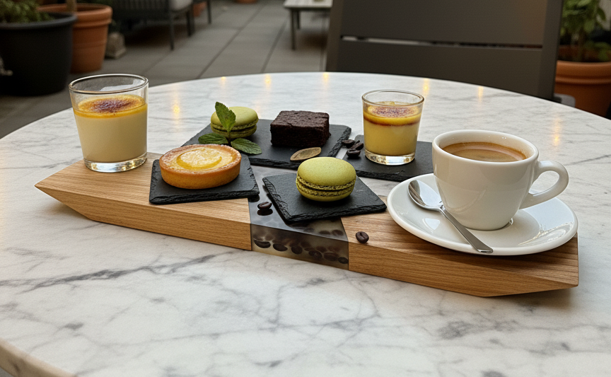 Planche apéritive bois et résine – Café – Image 3